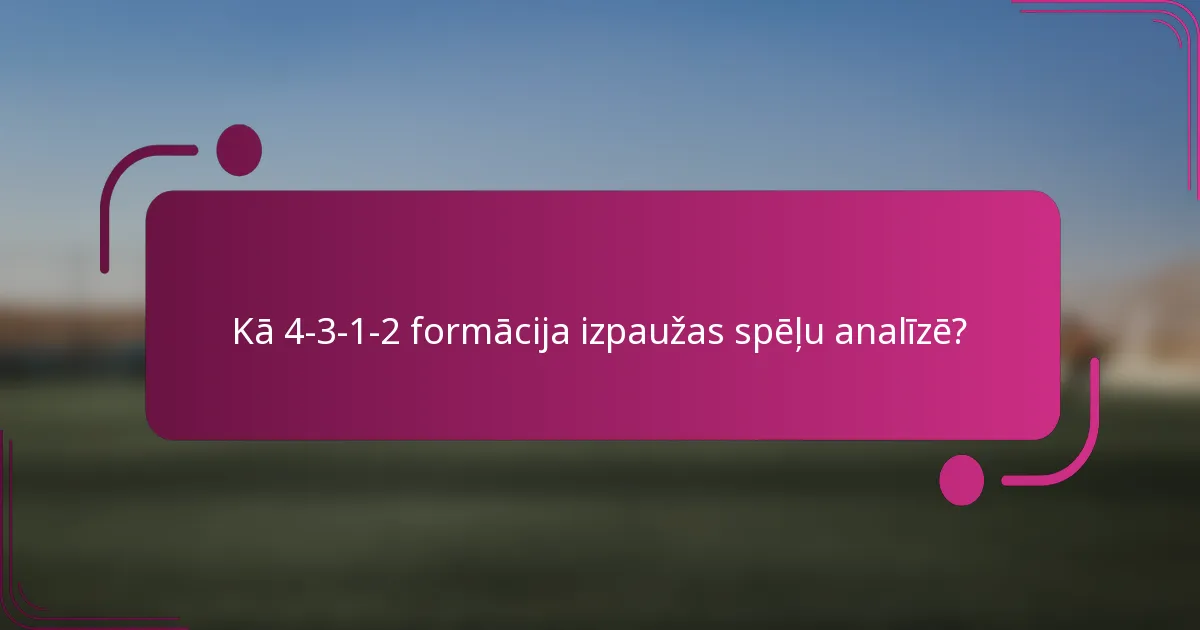 Kā 4-3-1-2 formācija izpaužas spēļu analīzē?