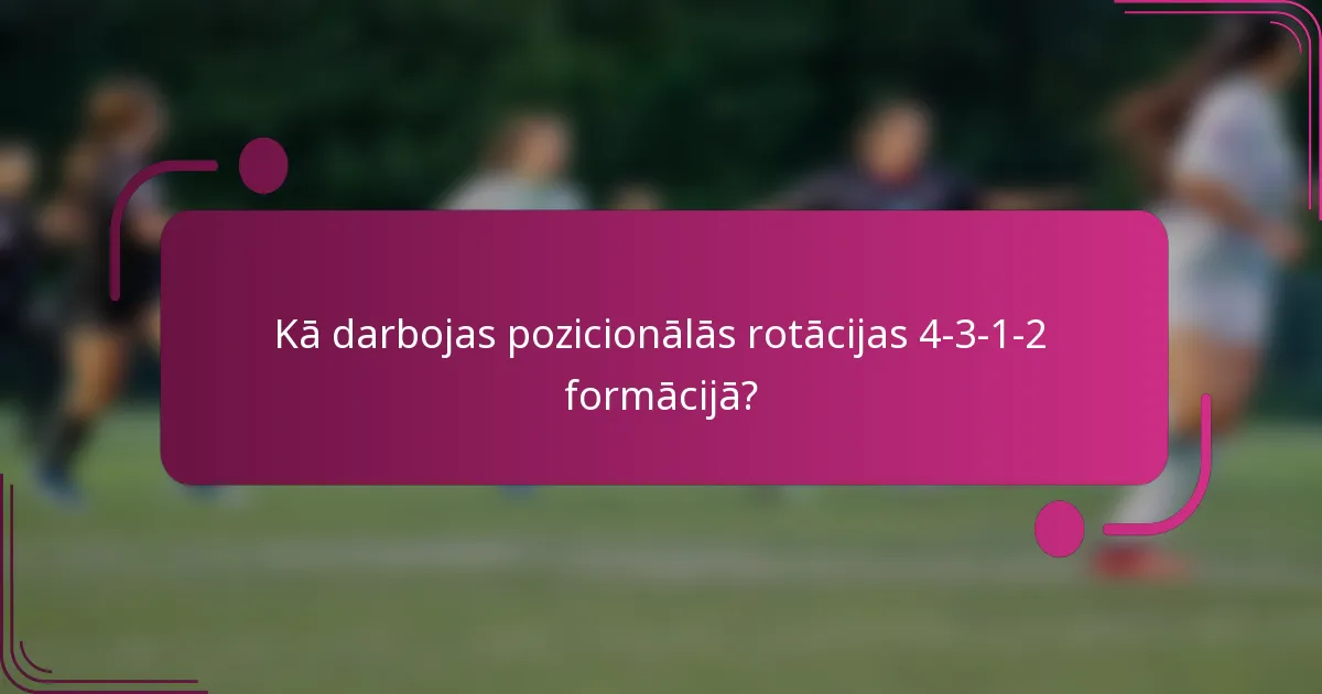 Kā darbojas pozicionālās rotācijas 4-3-1-2 formācijā?