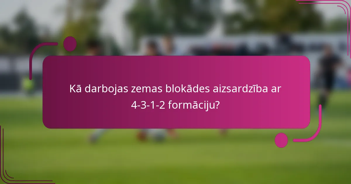 Kā darbojas zemas blokādes aizsardzība ar 4-3-1-2 formāciju?