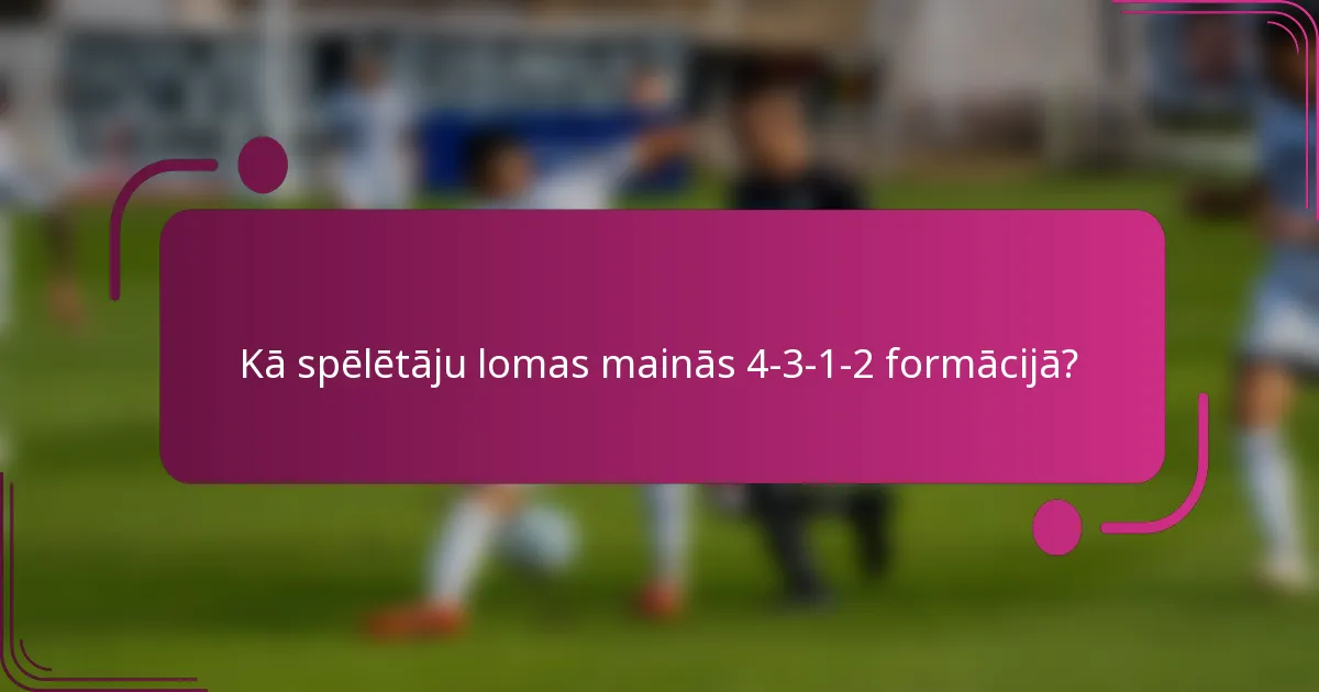 Kā spēlētāju lomas mainās 4-3-1-2 formācijā?