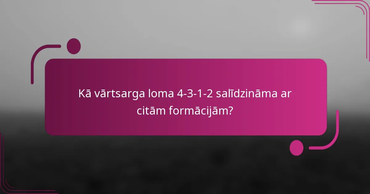 Kā vārtsarga loma 4-3-1-2 salīdzināma ar citām formācijām?