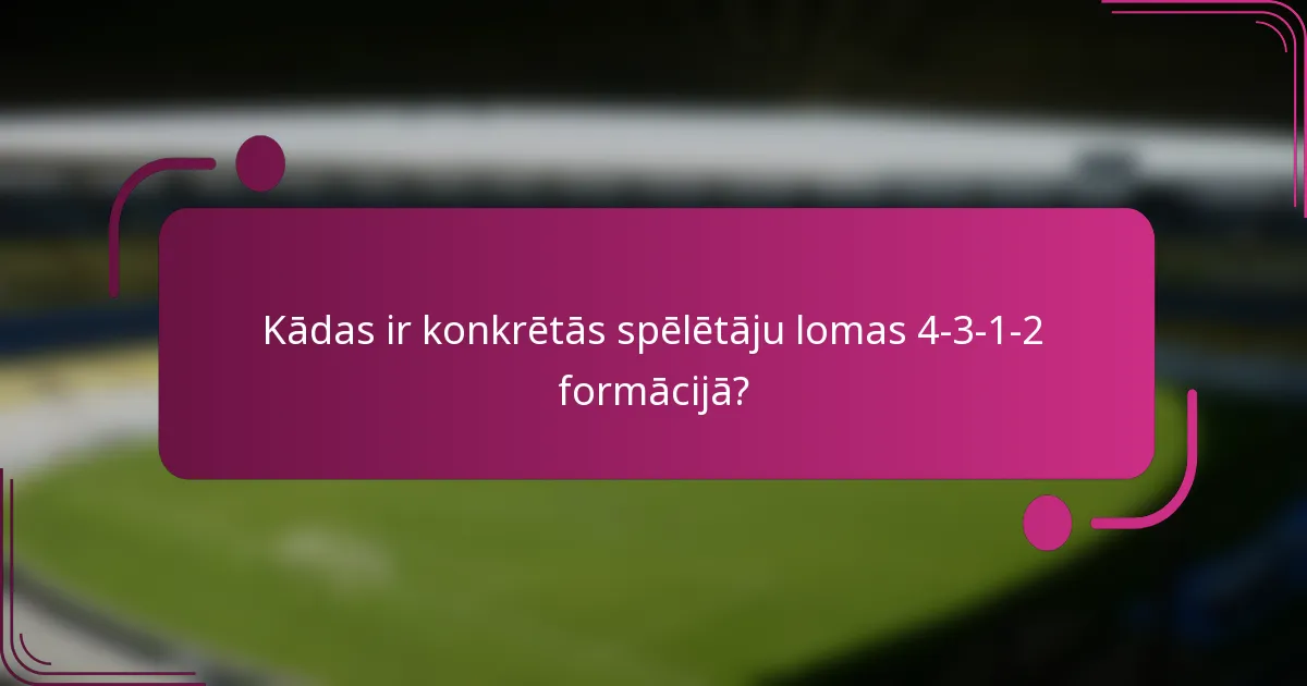 Kādas ir konkrētās spēlētāju lomas 4-3-1-2 formācijā?